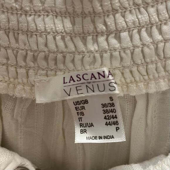 LASCANA Venus Off Shoulder Lace Up Peasant Blouse Ivory Boho Cottagecore S - Picture 4 of 6